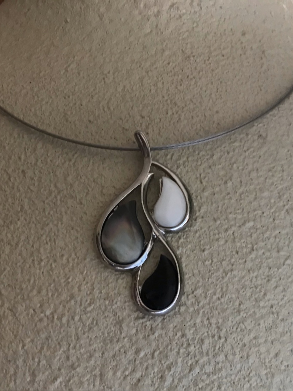 Lia Sophia Three-Drop Pendant Necklace in Black, White & Gray